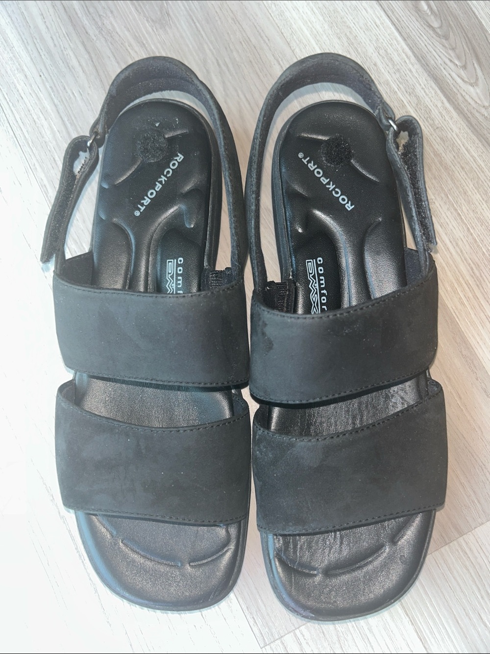 Rockport Slingback Comfort Sandals 8.5 Black Athletic Everyday Double-Strap